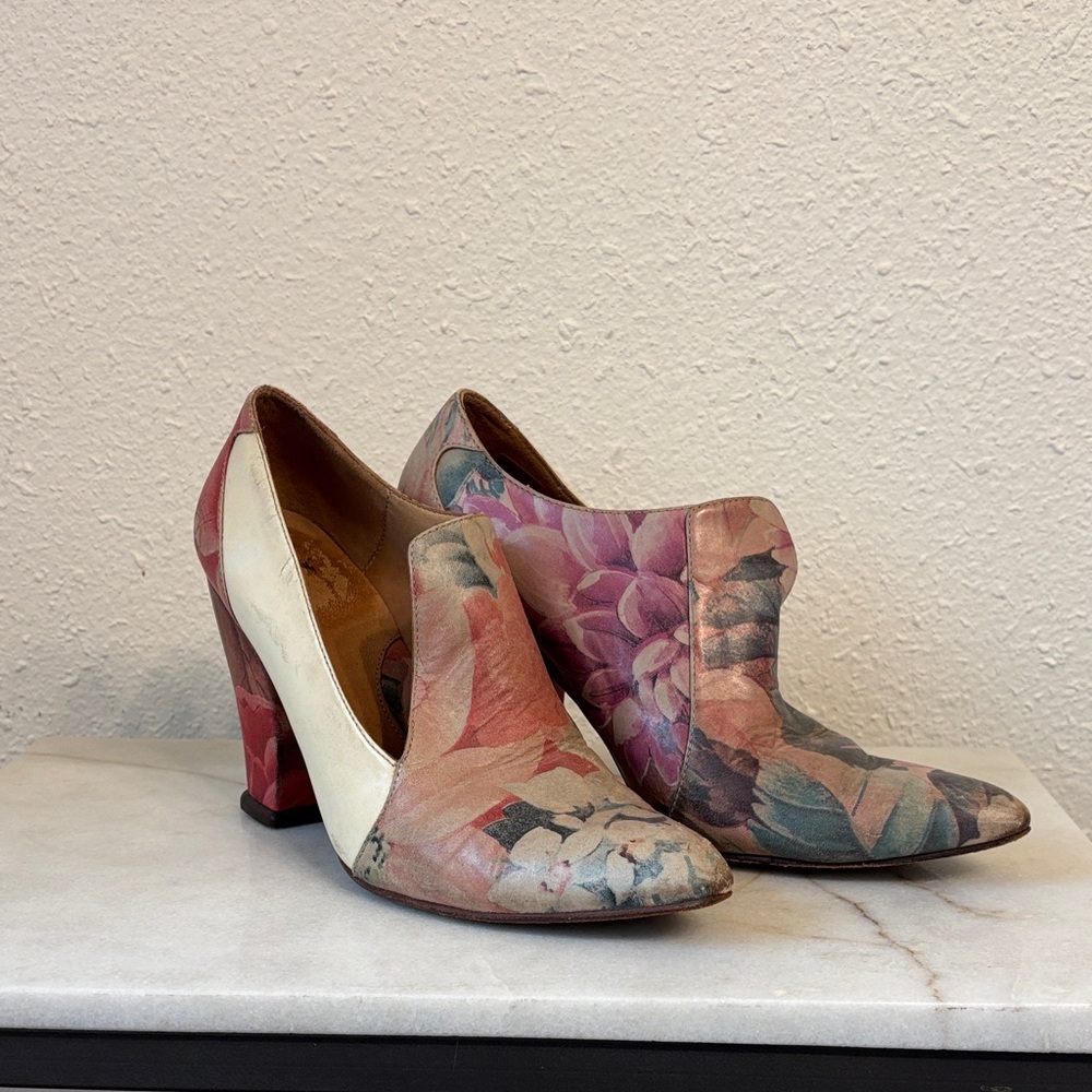 John Fluevog Multicolor Floral Heels